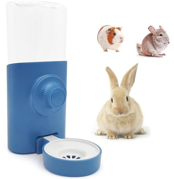 ING Vattenflaska för smådjur - Automatisk vattendispenser - Hamstervattenflaska - 600ml vattendispenser - (Blå)