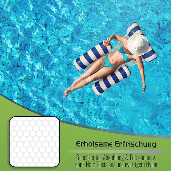 Uppblåsbar vattenhängmatta, 120×105cm, poolflottörsäng, 2-pack