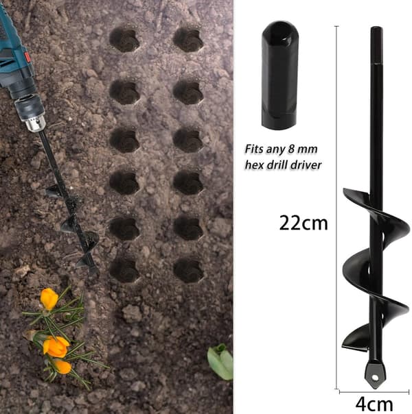 Trädgårdsborrset 8x30cm och 4x22cm, Multifunktionell Jordborr för Plantering och Trädgårdsarbete