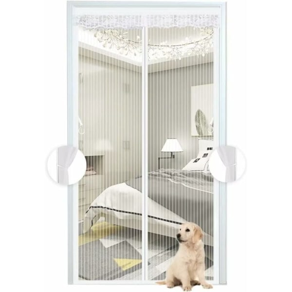 Phantasy White Magnetic Mosquito Net Door Mesh Fully Closed Door Balcony Easy Installation 150x220cm