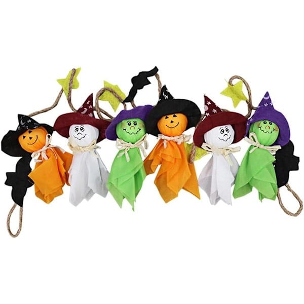 Halloween Straw Hanging Ghost Pendant - Outdoor Blanket Linen Baby Windsock Decoration for Kids