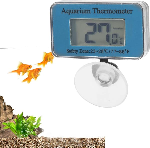 ING Akvarium Termometer - Vattentät Termometer - Akvarium Termometer med Sugkopp - Termometer med LED-Display - Batterier Ingår