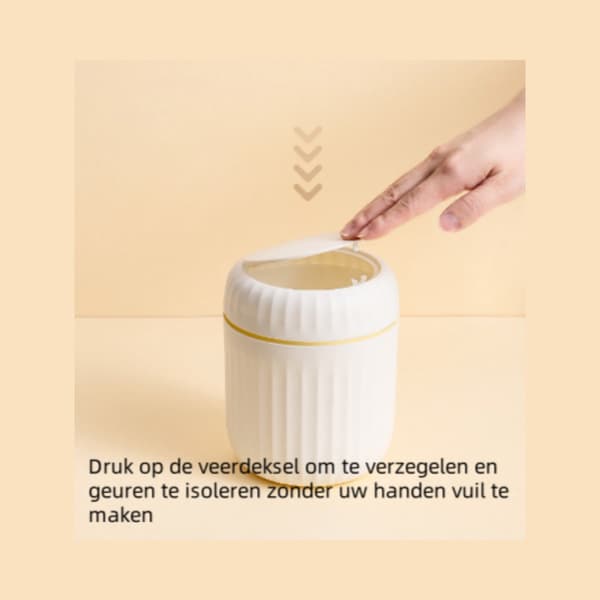 Mini bänksoptunna med lock, plast, för kontor, sovrum och badrum, vit.