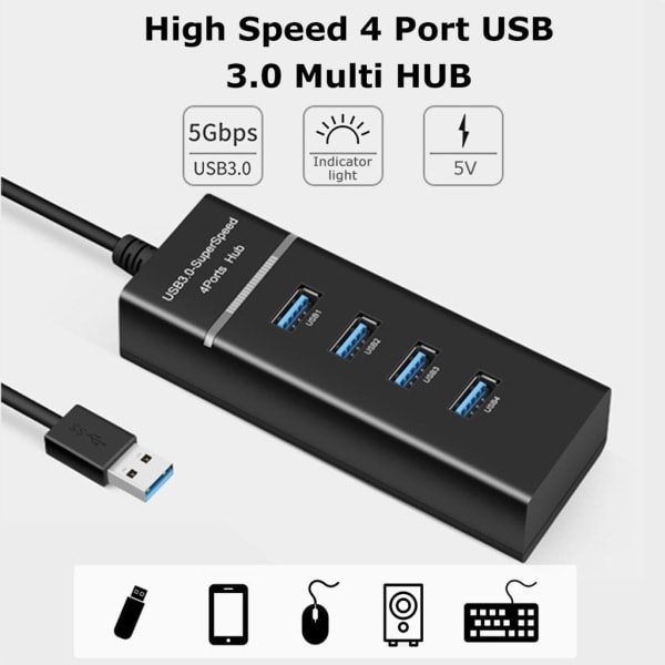 Hög hastighet 4-ports USB 3.0 Multi HUB Splitter Extension