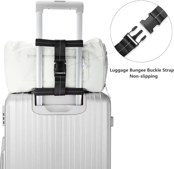 ING Bagage Elastiska Remmar för Väskfästning 2-pack Justerbara Elastiska Bagageremmar med Spänne Svarta Bagageremmar för Resväskor Handbagage