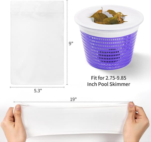 Poolskimmernätöverdrag, 30 stycken, vita, återanvändbara (korgar ingår ej)