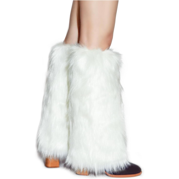 Pehmeät jalkalämmittimet naisille - keinotekoisen turkiksen nilkan jalkalämmittimet pitävät sinut lämpimänä ja tyylikkäänä H40cm-Valkoinen H40 cm-White