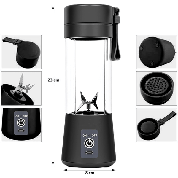 Høj kvalitet Trådløs Blender / Mixer 380 ml Sort 2-Pack