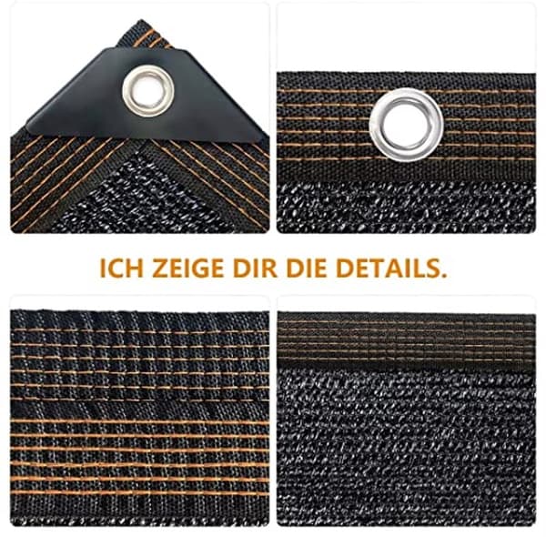 Solbeskyttelsesnet - Skyggedug - Havebeskyttelse - 70% Skyggeprocent - 2 x 2 m - Sort