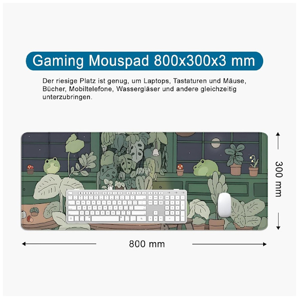 Grøn Gaming Musemåtte - Skrivebordsmåtte - 800 x 300 mm - Musemåtte - Musemåtte - Tastaturmåtte
