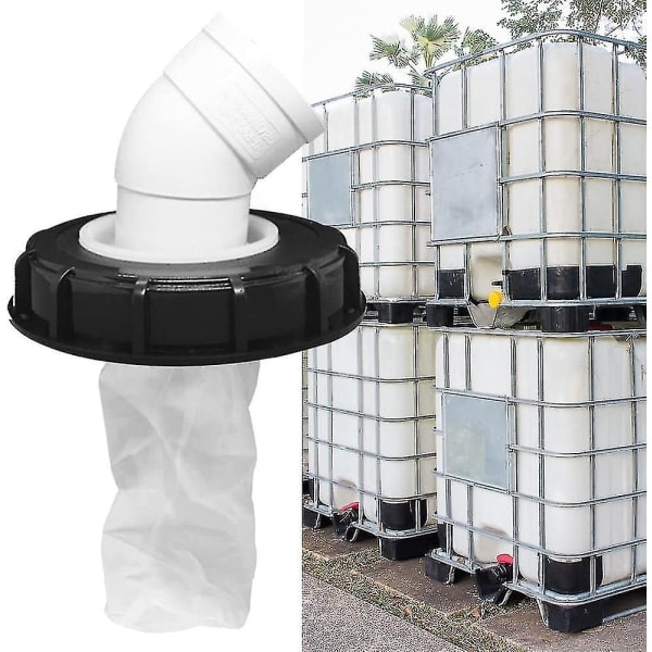 Låg med IBC filter, 163 mm IBC lågfilter, IBC filter låg med vaskbart filter, IBC låg med DN 75 45 graders vinkel, regnvandsfilter til IBC vandtank