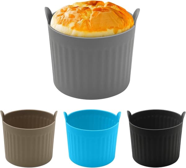 ING 4-pak - Bageforme til airfryer - Silikoneforme - 4 farver - Størrelse: 6,6 cm