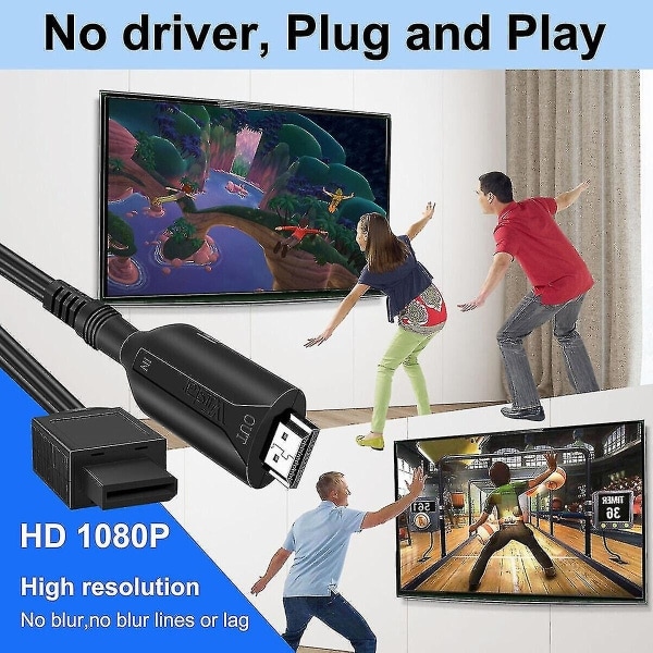 Jule-HD Wii til HDMI Adapter, Højhastighedsspilkonverter med USB-kabel