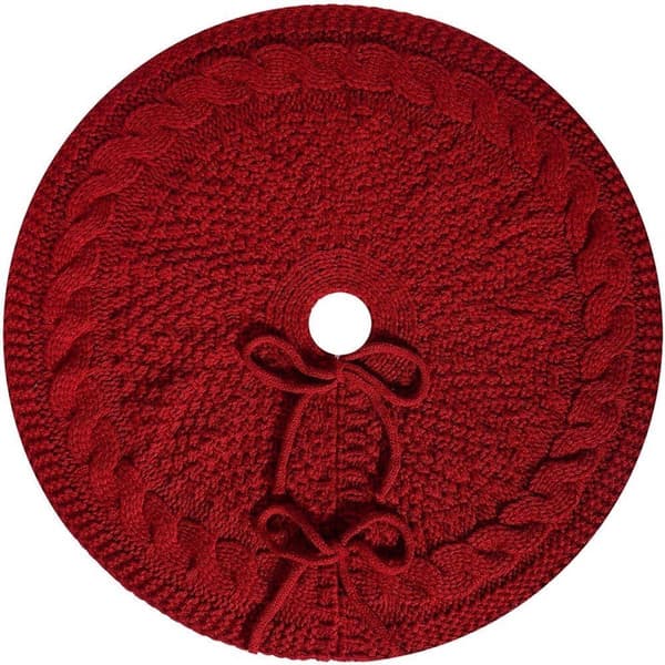 ING Stickad Julgransmatta - 46cm - Stickad Julgransmatta - Röd