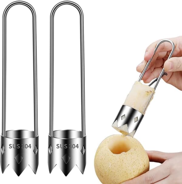 Paprika- och grönsaksfröset (2 delar), rostfritt stål, urkärnat, silver.