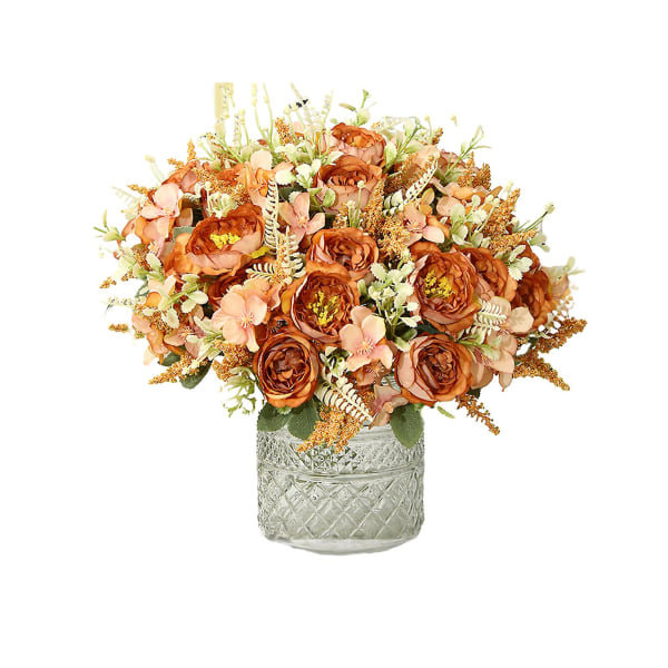 Simulerede Blomster Kunstige Peonblomster Realistiske Eksklusive Kunstige Blomsterarrangementer Til Hjem Bryllup Fest Dekoration Orange Gul