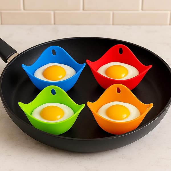 4 stk egg, silikon posjert eggformrør non-stick belegg posjeringskopper mikrobølgeovn dampkoker