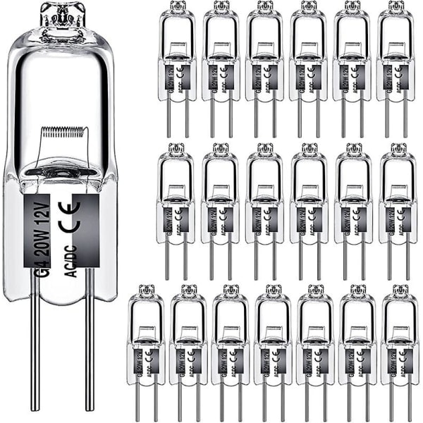 20 stk G4 Halogenlampe 20w Dc12v Innendørs Halogen G4 Lampe Krystalllampe