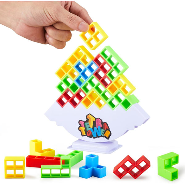 48 stk. Tetra Tower Stack Attack Spill - Stablekloss Puslespill Brettspill for Barn og Voksne, Balansespill for Familieselskaper, Reise