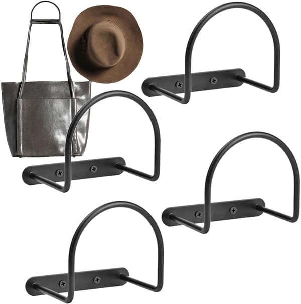 Hattestativ - Hatteholder - Hatteutstilling - Solid metallkonstruksjon - 4 kroker - Svart