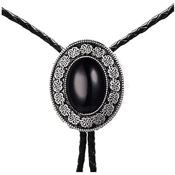 Bolo Tie, Handgjord Rund Western Denim Bolo Tie Svart