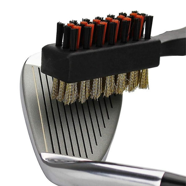 Dobbeltsidet golfbørste Club Groove Cleaner Karabinhage nøglering Golftilbehør 1 stk