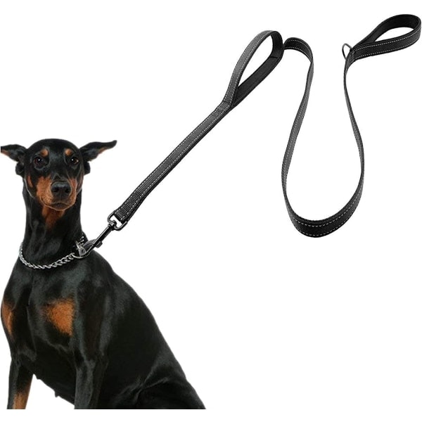 Dog Leash for Large Dogs - Traffic Stop Design with 2 Handles - Extra Control for Safe Walks and Training