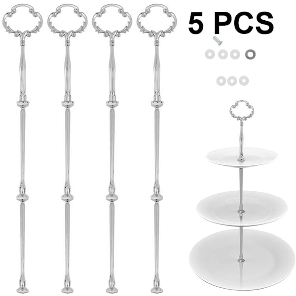 5 Sæt Husholdningsfødevarer og Drikkevarer Frugtbakke Stativ Frugtbakke Vedhæng, Kagebakke Spyd Europæisk Stil Spydholder - Sølv/Guld