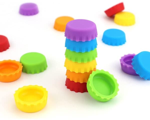 18-pack - Silikongummikorkar för flaskor - Återanvändbara ölflaskkorkar (Orange/Grön/Lila/Röd/Blå/Gul)