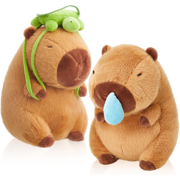 2 kpl söpöitä Capybara-pehmoleluja Ihastuttavat 9'' Capybara-pehmolelut Piirretty Pehmeä Ruskea Capybara