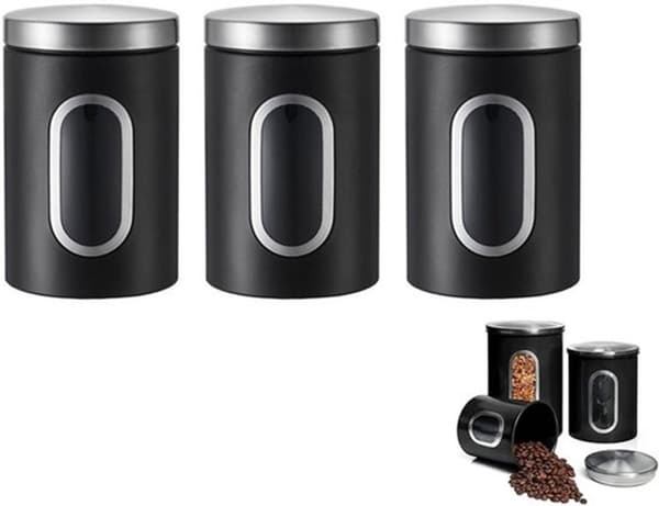 Opbevaringssæt til te og kaffe i rustfrit stål (3 dele), lufttætte fødevarebeholdere
