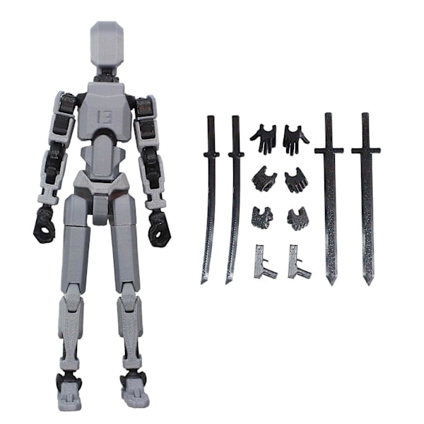 T13 Actionfigur, Titan 13 Actionfigur, Robot Actionfigur, 3D Printet Actionfigur, 50% Rabat grå