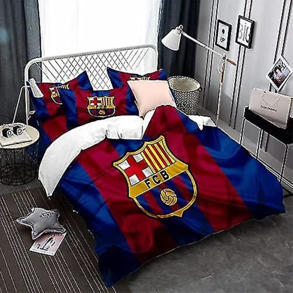 FC Barcelona Fodboldhold Dynebetræk Polyester Børne Sengetøj Quilt Betræk og Pudebetræk 90 Trådtælling Bomuld