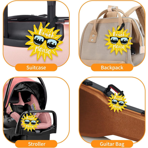 Matkatavaramerkit, 2 kpl - Matkalaukku ID-merkit liikekorttikotelolla - Matkatarvikkeet (Aurinko-design)