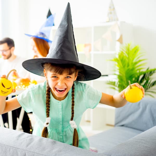 Heksehat 4-delt sæt, Halloween festkostume tilbehør, sort