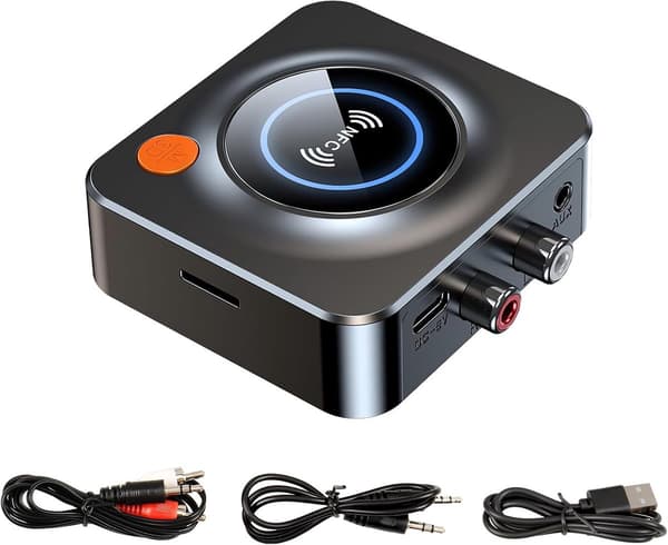 Bluetooth 5.3 lydmottaker, RCA + 3,5 mm, stereo hjemmekinohøyttaler.