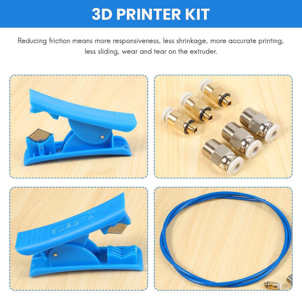 PTFE Bowden-rør XS-serie 1M og rørkutter for 3D-skriver 1,75 mm filament med pneumatisk F