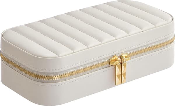 Smyckeskrin - med sminkspegel - vit - 20,5*10,5*6 cm