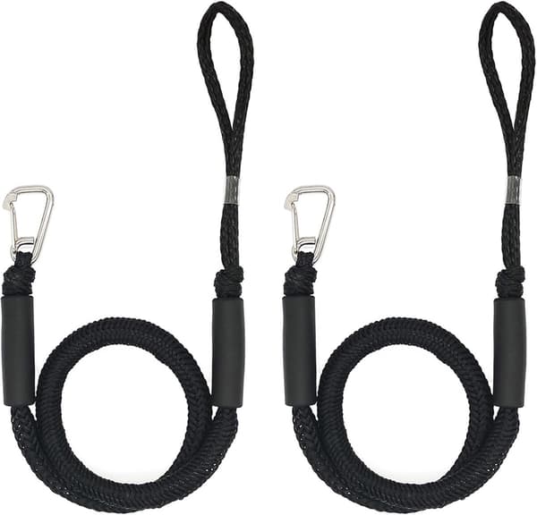 1,2 meter elastisk förtöjningslina (2-pack, blå), med spänne, lämplig för motorbåtar och kajaker.