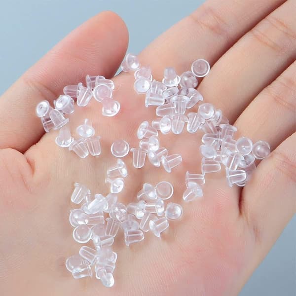 200 stk. transparente silikon øreplugger, ørepynthetter og sikkerhetsringer for ørepynt (størrelse 4*4 mm)