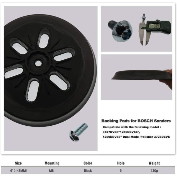 150mm Slibeskive - Kompatibel med Bosch Excentrisk Sander GEX 150 AC, PEX 15 AE, GEX 150 Turbo - Holdbar med Poweka Skrue