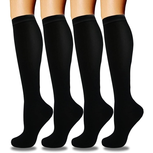 4 pairs of compression socks for women and men, black