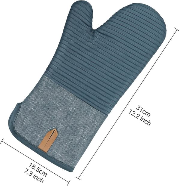 Silikonovnhanske-sett, sklisikre striper, egnet for matlaging og baking, 4-delt sett, grå.