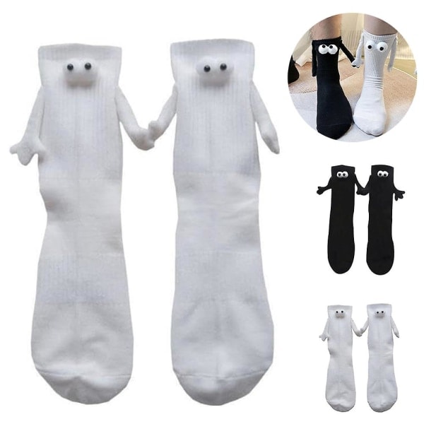 pairs Pair of funny gloves, magnetic suction 3D doll couple socks, couple holding hands funny socks gift