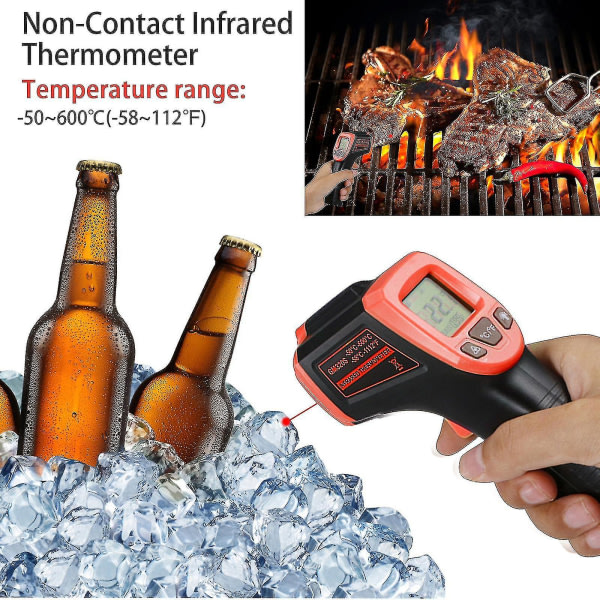 Lcd-laserpyrometer Ir-infrarödtermometer upp till 600c temperaturmätning