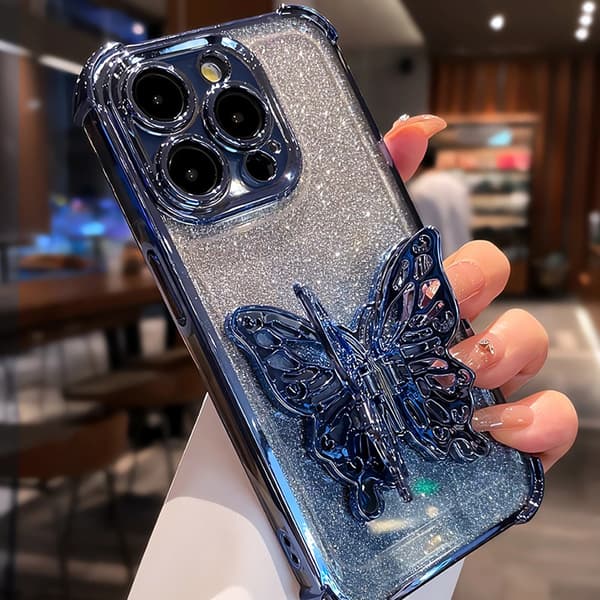 iPhone 11 Pro perhosteline puhelinkotelo, teline avattavissa