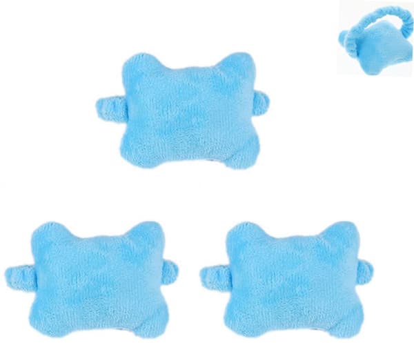 Plysch mus handledsstöd 3-delat set, med elastisk handledsrem, kontorshandledsstöd, blå.