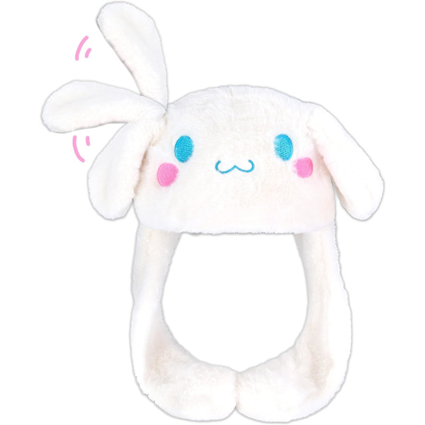Anime Hvit Hundøre Bevegelig Hoppende Lue Fluffy Beanie Beanie Myk Varm Vinter Hodeplagg Søte Huer For Kvinner A a