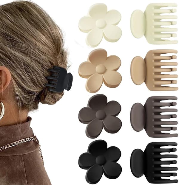 8-pack hårklämmor - hårklor för kvinnor - 4 färger - Set D