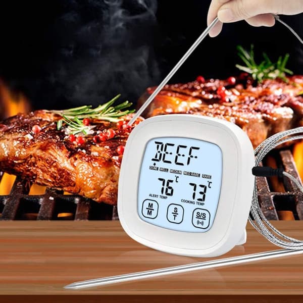 Digital kötttermometer LCD-pekskärm grilltimer matlagningstermometer sond biff BBQ temperaturmätare köksredskap